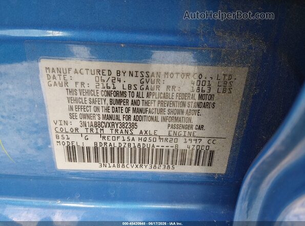 3N1AB8CVXRY382385 2024 NISSAN SENTRA Blue Vista del compartimento del motor