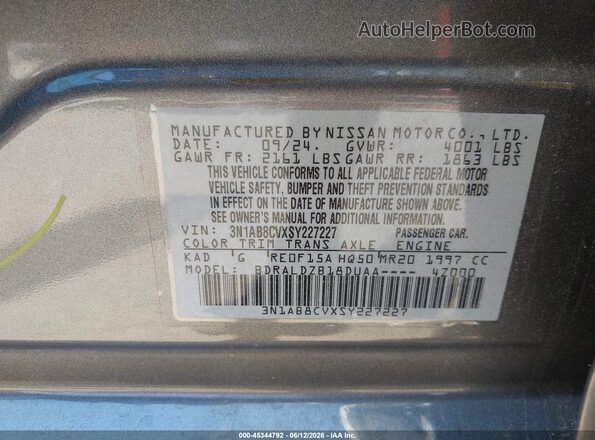 3N1AB8CVXSY227227 2025 NISSAN SENTRA Gray Widok komory silnika