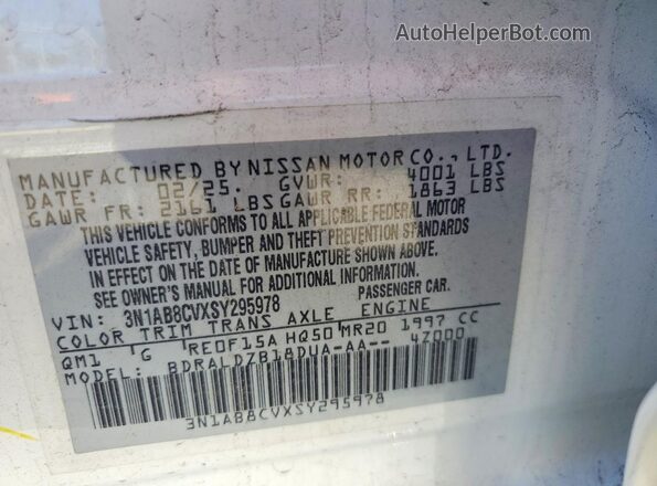 3N1AB8CVXSY295978 2025 NISSAN SENTRA White Engine compartment view