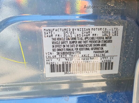 3N1AB8DV0SY417374 2025 NISSAN SENTRA Синий 