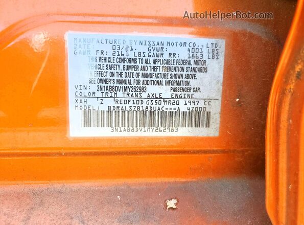 3N1AB8DV1MY262983 2021 NISSAN SENTRA Orange Vista del compartimento del motor