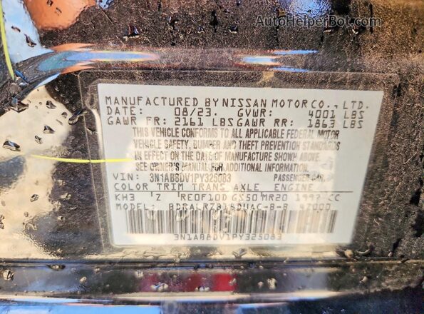 3N1AB8DV1PY325083 2023 NISSAN SENTRA Black ძრავის განყოფილების ხედი