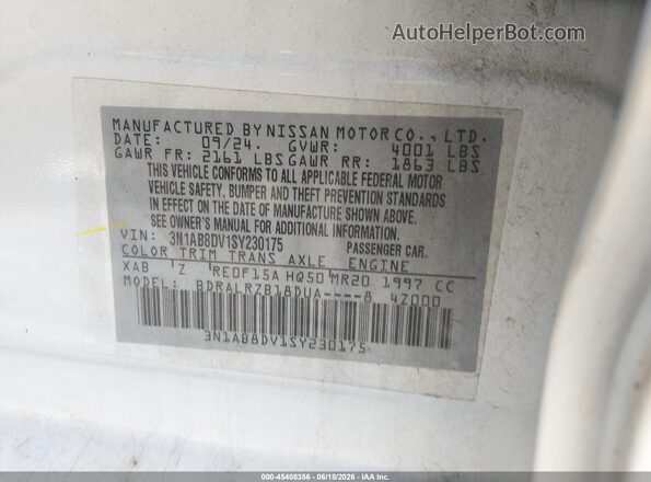 3N1AB8DV1SY230175 2025 NISSAN SENTRA White ძრავის განყოფილების ხედი