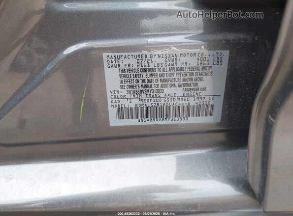 3N1AB8DV2MY313830 2021 NISSAN SENTRA Gray Շարժիչի բաժամունքի տեսք