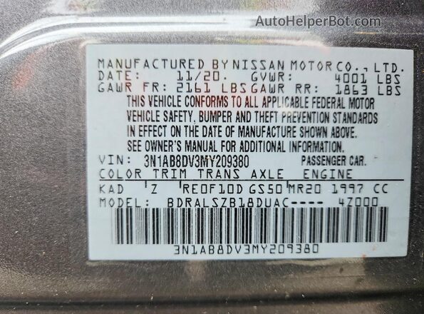3N1AB8DV3MY209380 2021 NISSAN SENTRA Gray Вид підкапотного простору