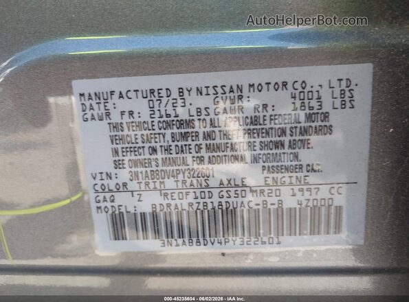 3N1AB8DV4PY322601 2023 NISSAN SENTRA Серый Вид подкапотного пространства