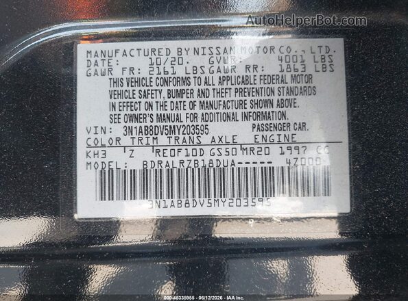 3N1AB8DV5MY203595 2021 NISSAN SENTRA Black Շարժիչի բաժամունքի տեսք