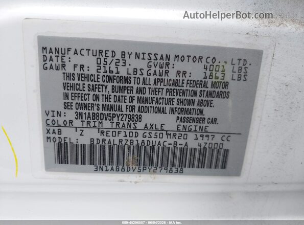 3N1AB8DV5PY279838 2023 NISSAN SENTRA Белый Вид подкапотного пространства