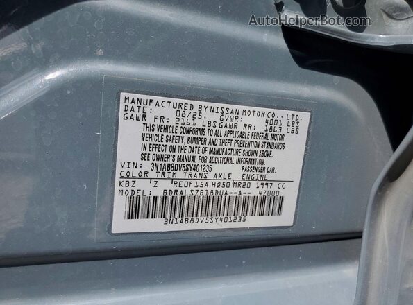 3N1AB8DV5SY401235 2025 NISSAN SENTRA Blue Շարժիչի բաժամունքի տեսք