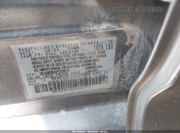 3N1AB8DV6PY238974 2023 NISSAN SENTRA Gray Widok komory silnika