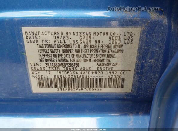 3N1AB8DV6RY208456 2024 NISSAN SENTRA Blue Vista del compartimento del motor
