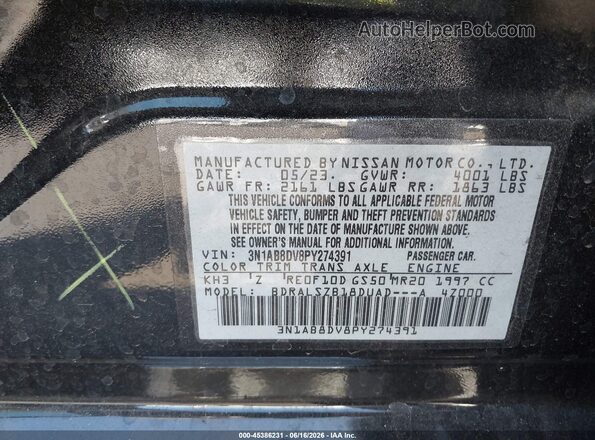 3N1AB8DV8PY274391 2023 NISSAN SENTRA Black ძრავის განყოფილების ხედი