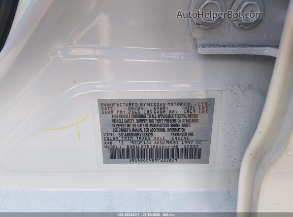 3N1AB8DV8RY333829 2024 NISSAN SENTRA White ძრავის განყოფილების ხედი