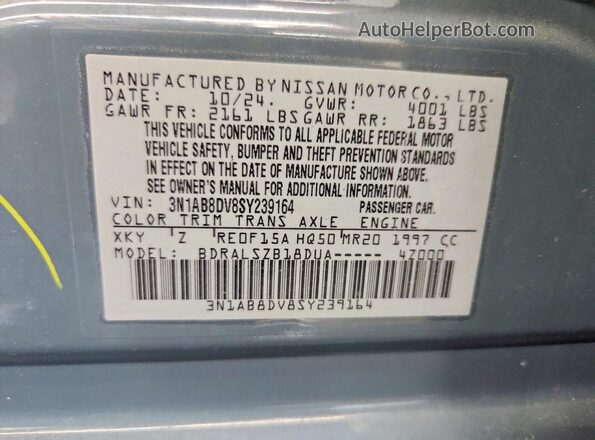 3N1AB8DV8SY239164 2025 NISSAN SENTRA Серый Вид наклейки с VIN-кодом