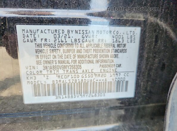 3N1AB8DV9MY268305 2021 NISSAN SENTRA Black Շարժիչի բաժամունքի տեսք