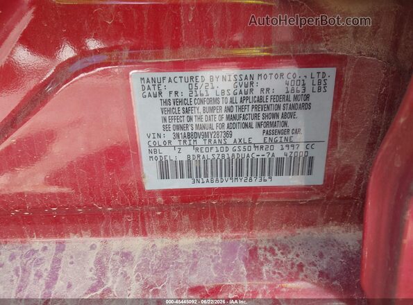 3N1AB8DV9MY287369 2021 NISSAN SENTRA Red Vista del compartimento del motor