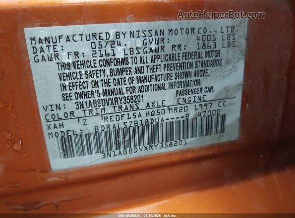 3N1AB8DVXRY358201 2024 NISSAN SENTRA Orange Շարժիչի բաժամունքի տեսք
