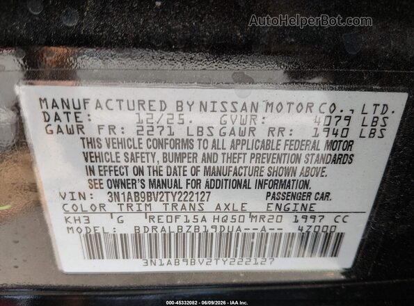 3N1AB9BV2TY222127 2026 NISSAN SENTRA Black ძრავის განყოფილების ხედი
