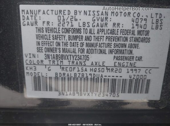3N1AB9BVXTY234705 2026 NISSAN SENTRA Black Widok komory silnika