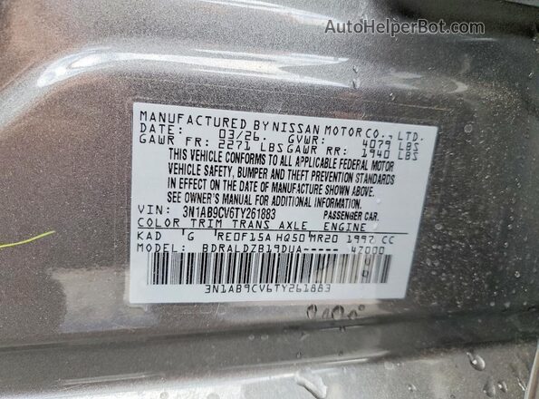 3N1AB9CV6TY261883 2026 NISSAN SENTRA Gray Vista del compartimento del motor
