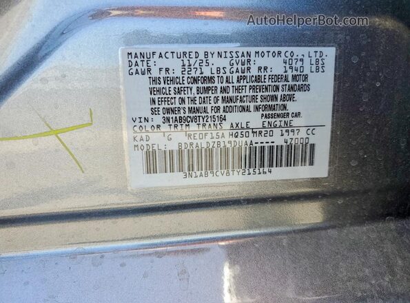3N1AB9CV8TY215164 2026 NISSAN SENTRA Gray VIN կոդի պիտակի տեսք