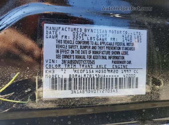 3N1AB9DV0TY270545 2026 NISSAN SENTRA Черный 