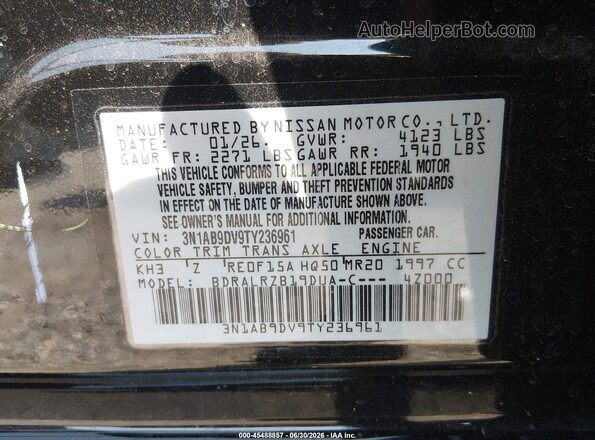 3N1AB9DV9TY236961 2026 NISSAN SENTRA Black Vista del compartimento del motor