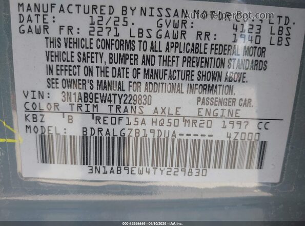 3N1AB9EW4TY229830 2026 NISSAN SENTRA Blue ძრავის განყოფილების ხედი