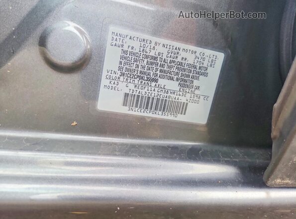 3N1CE2CP0KL355990 2019 NISSAN VERSA Gray 
