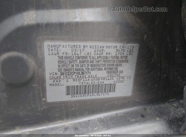 3N1CE2CP1HL367171 2017 NISSAN VERSA NOTE Серый Вид подкапотного пространства