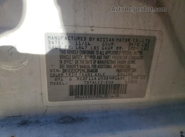 3N1CE2CP2HL354638 2017 NISSAN VERSA Серебряный 
