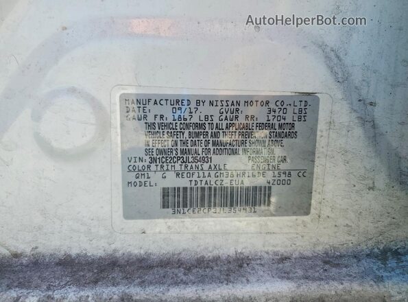 3N1CE2CP3JL354931 2018 NISSAN VERSA White 