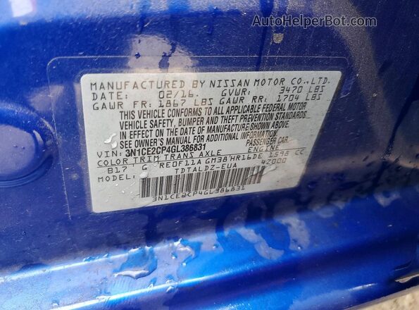 3N1CE2CP4GL386831 2016 NISSAN VERSA Blue VIN sticker view