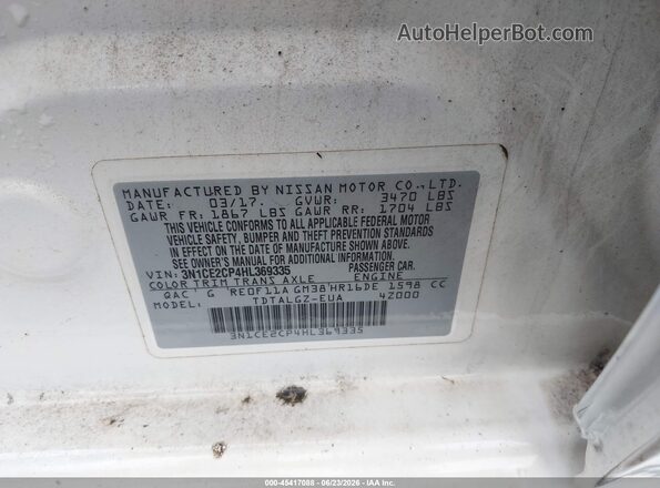 3N1CE2CP4HL369335 2017 NISSAN VERSA NOTE White Շարժիչի բաժամունքի տեսք