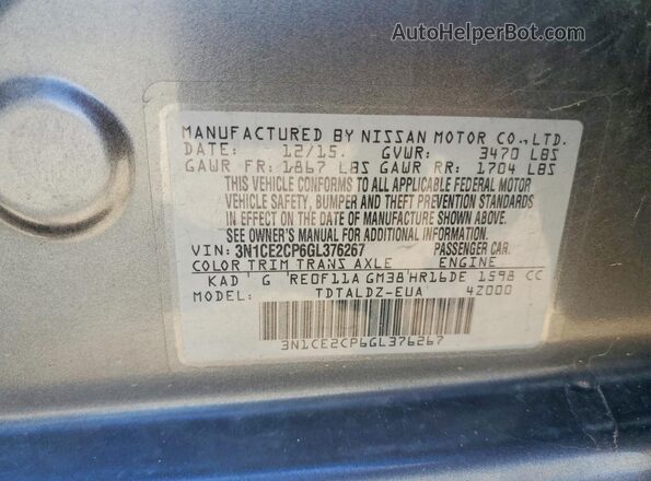 3N1CE2CP6GL376267 2016 NISSAN VERSA Gray Engine compartment view