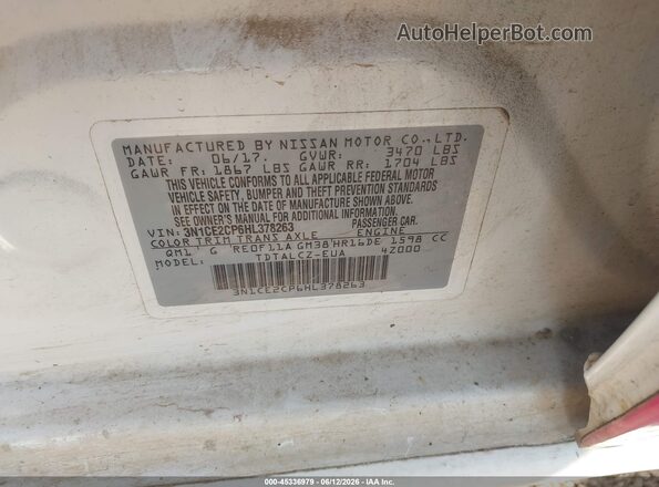 3N1CE2CP6HL378263 2017 NISSAN VERSA NOTE Белый 