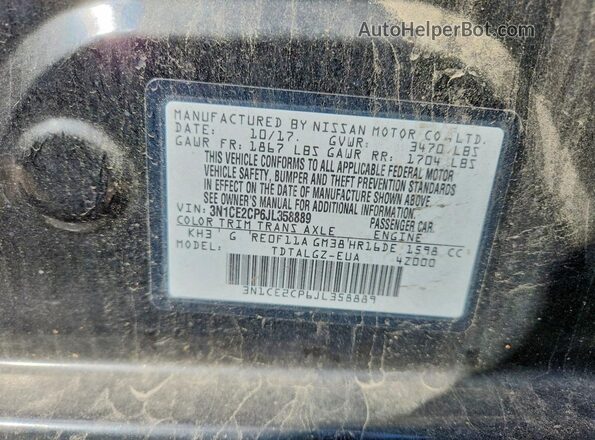 3N1CE2CP6JL358889 2018 NISSAN VERSA Черный Вид подкапотного пространства