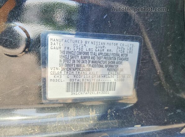 3N1CN7AP2KL843001 2019 NISSAN VERSA Черный Вид подкапотного пространства