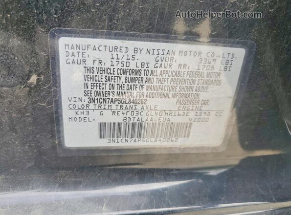 3N1CN7AP5GL840262 2016 NISSAN VERSA Black 