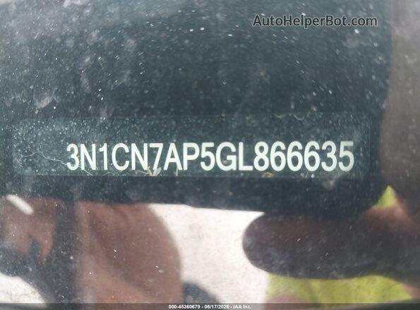 3N1CN7AP5GL866635 2016 NISSAN VERSA White 