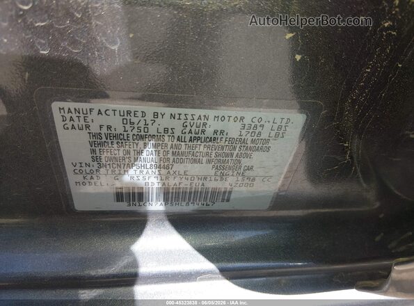 3N1CN7AP5HL894467 2017 NISSAN VERSA Gray 
