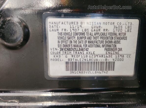 3N1CN8DV2LL846742 2020 NISSAN VERSA Black სალონის 360-გრადუსიანი ხედი