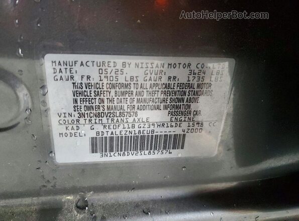 3N1CN8DV2SL857576 2025 NISSAN VERSA Gray Widok naklejki z numerem VIN