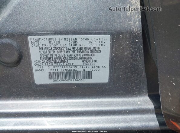 3N1CN8DV5LL865544 2020 NISSAN VERSA Blue Engine compartment view