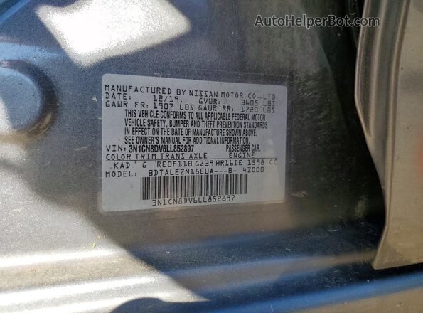3N1CN8DV6LL852897 2020 NISSAN VERSA Charcoal ძრავის განყოფილების ხედი