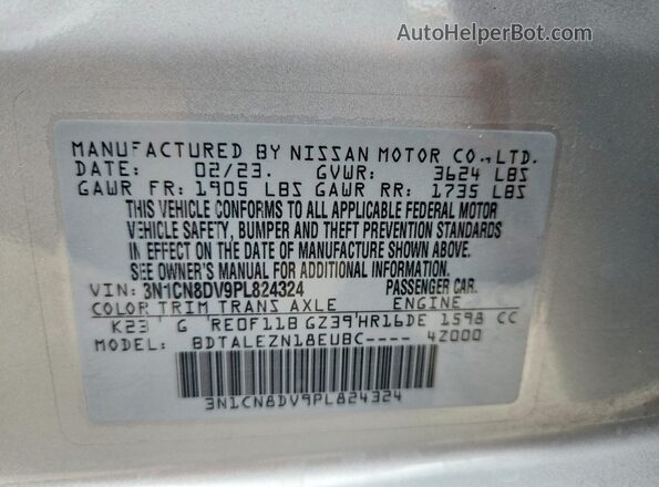 3N1CN8DV9PL824324 2023 NISSAN VERSA Silver Շարժիչի բաժամունքի տեսք