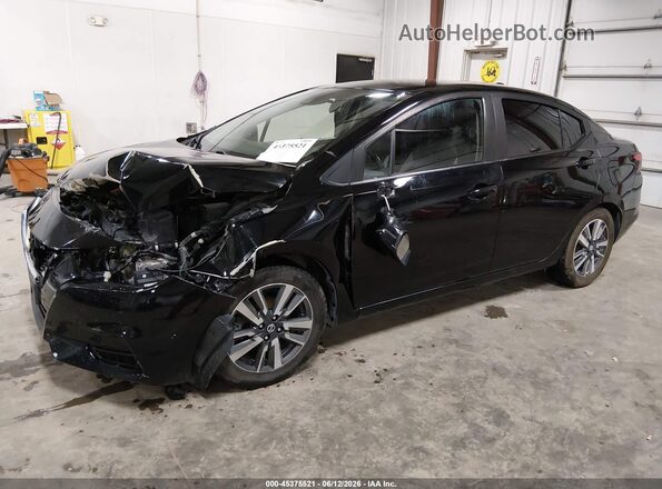3N1CN8EV2ML820593 2021 NISSAN VERSA Black Առջևի ձախ երեք քառորդ տեսարան