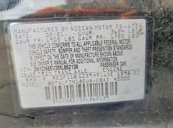 3N1CN8EV3ML862139 2021 NISSAN VERSA Black 