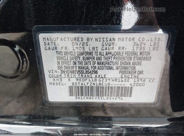 3N1CN8EV5SL854296 2025 NISSAN VERSA Black Շարժիչի բաժամունքի տեսք