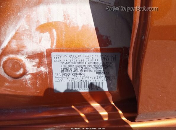 3N1CN8FV1ML855348 2021 NISSAN VERSA Orange Вид підкапотного простору